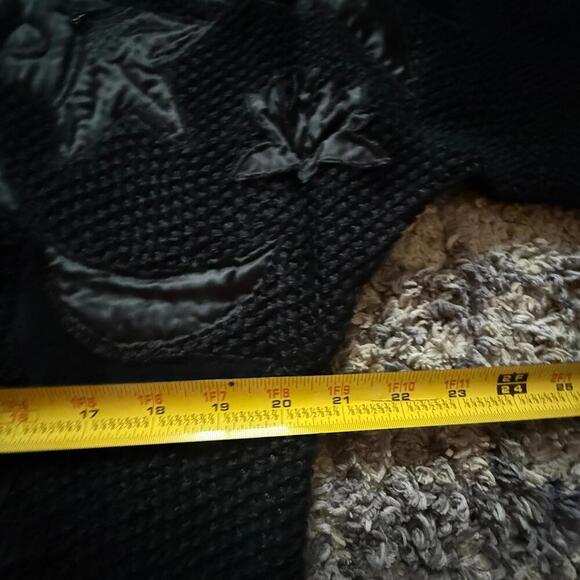 Nannell Vintage Black Knit Sweater Leather Woven Applique Size M - Picture 5 of 6